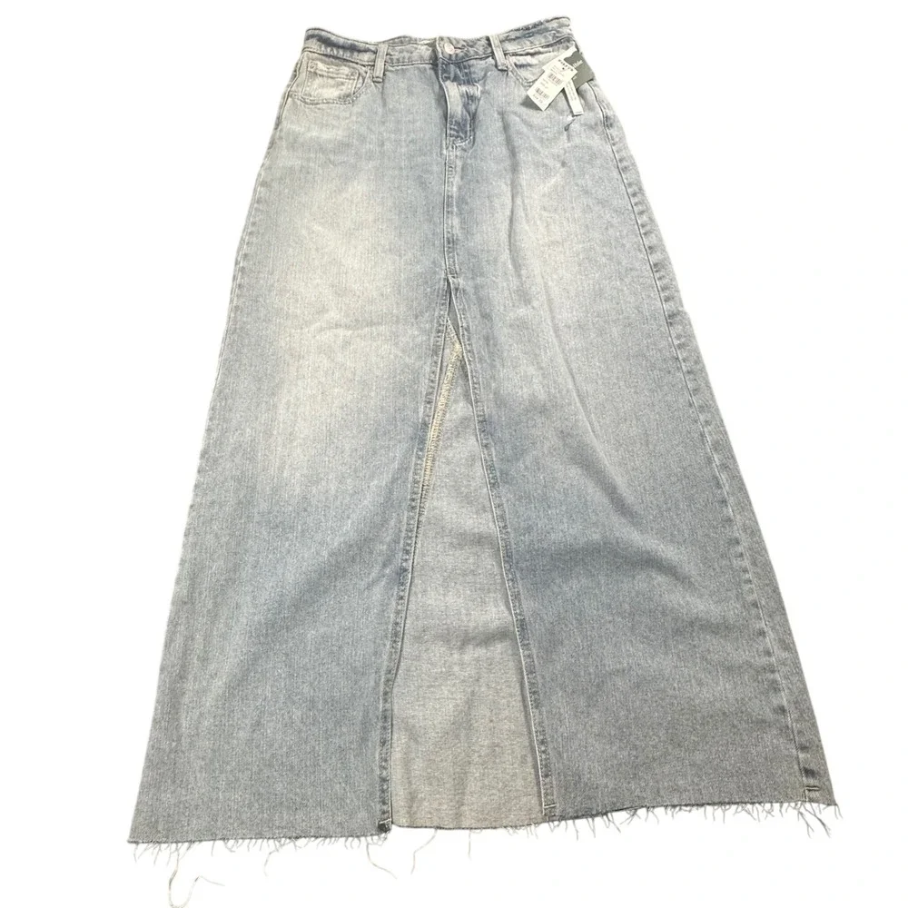 NWT RSQ Low‎ Rise Denim Maxi Skirt Size 27 Medium Wash